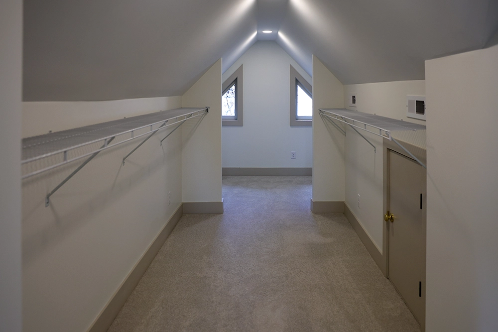 new attic storage space, painted white