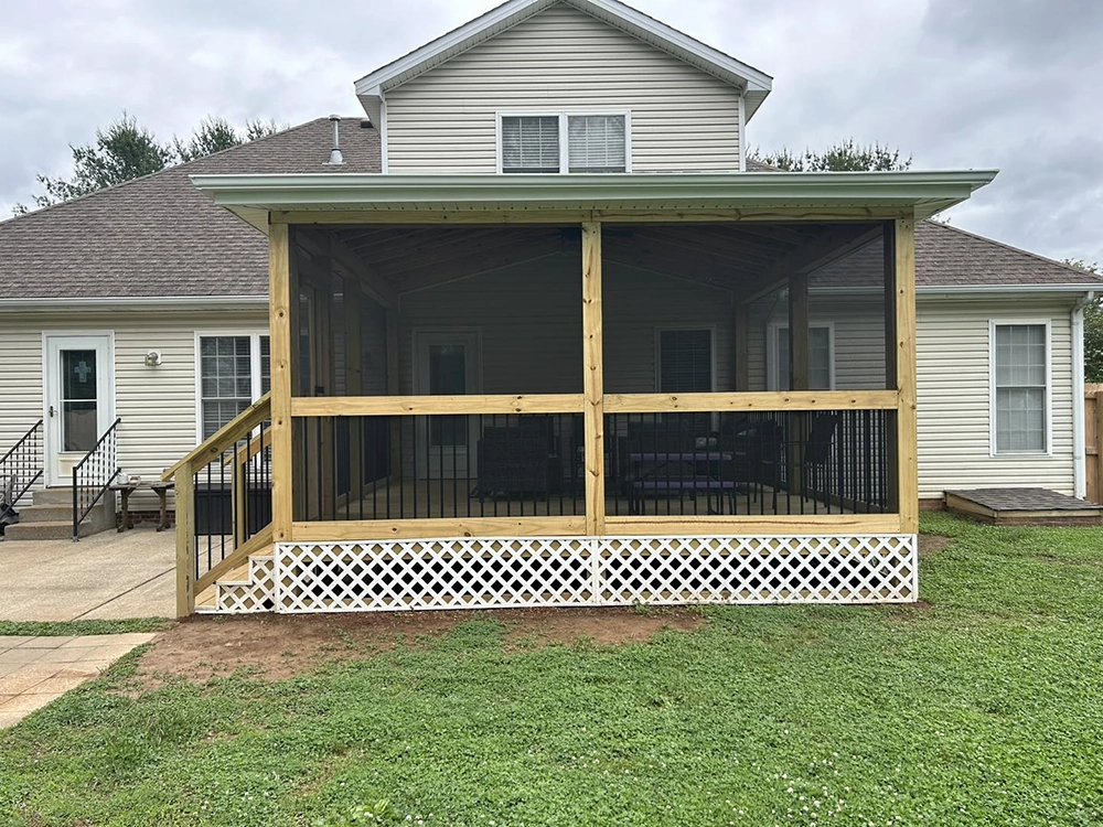 newly constructed screened in porch