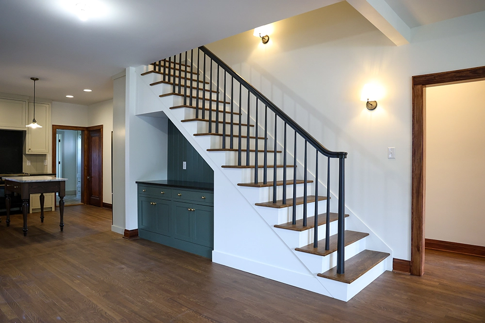 new constructed staircase with nook underneath