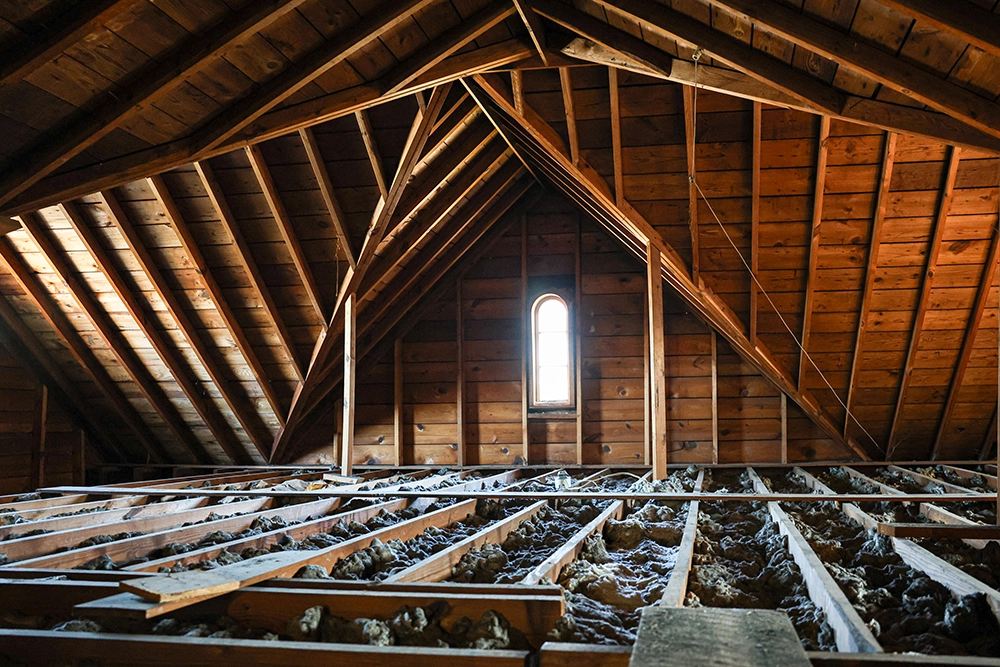 older attick with lots of rafters